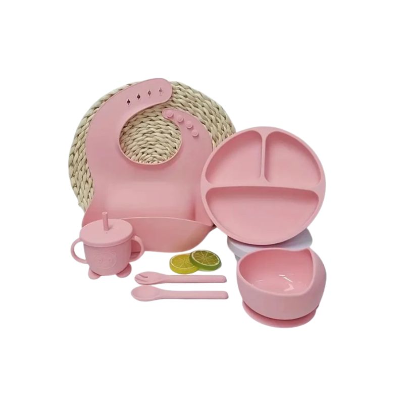 Baby Silicone Tableware Set 6Pcs-Pink