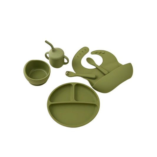 Baby Silicone Tableware Set 6Pcs-D Green