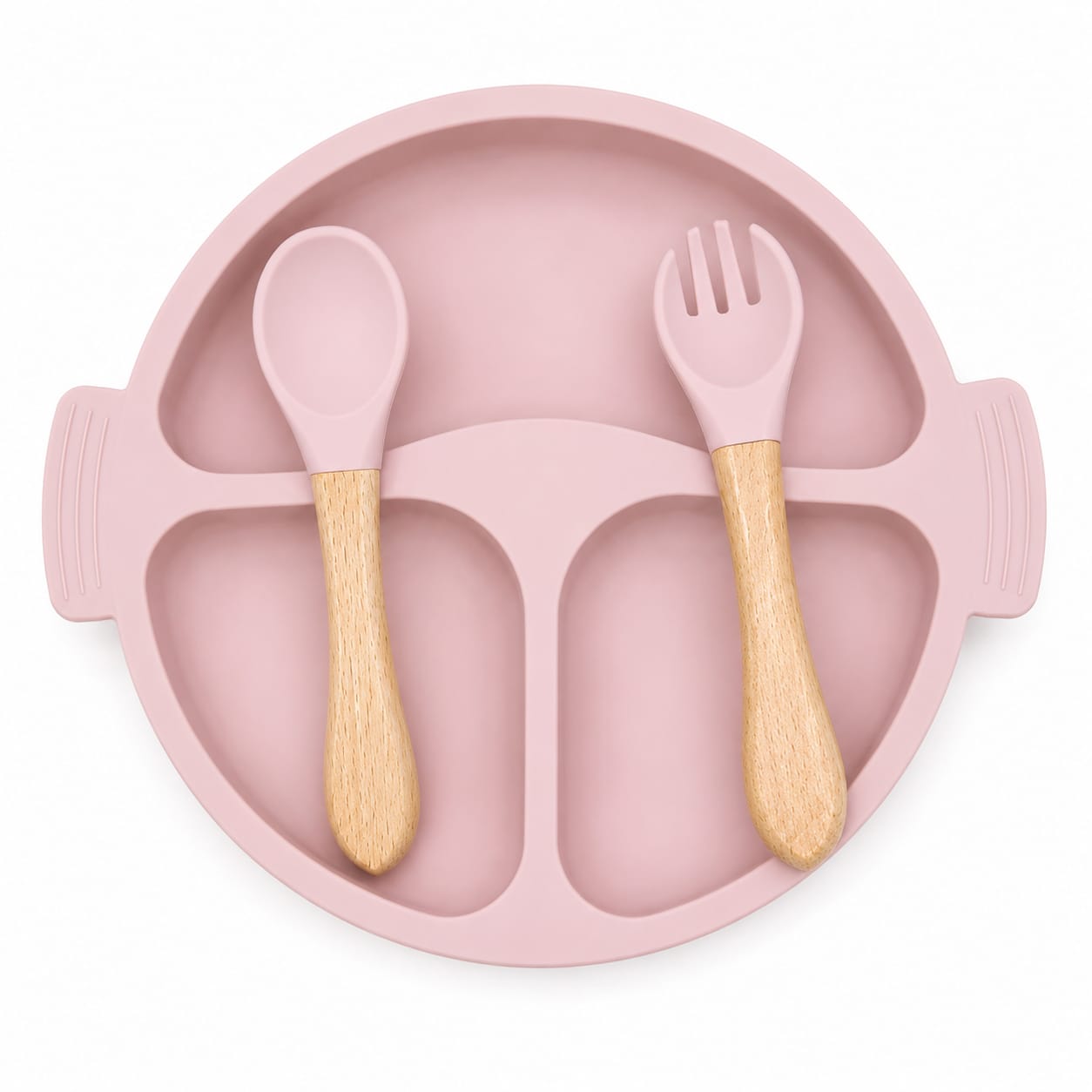 Silicone Divided Suction Plate Set with Spoon & Fork | BPA-Free Baby Feeding Set