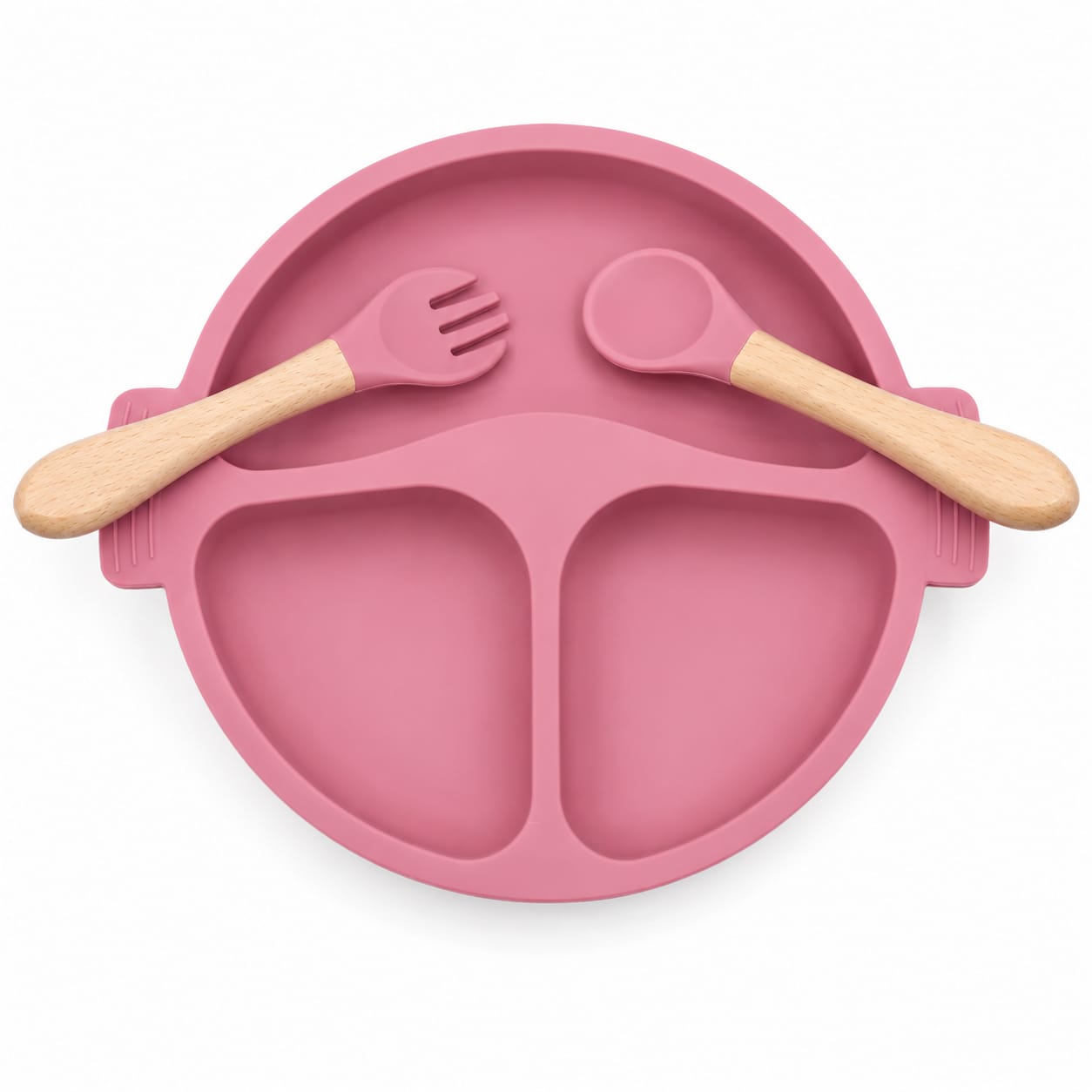 Silicone Divided Suction Plate Set with Spoon & Fork | BPA-Free Baby Feeding Set