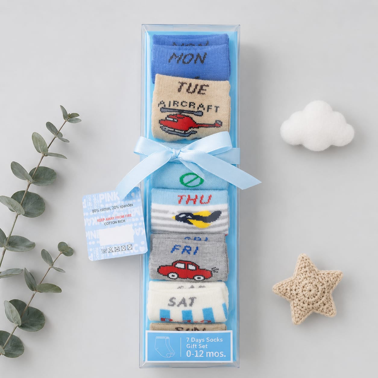 Boys Socks 0-12 months Pk7