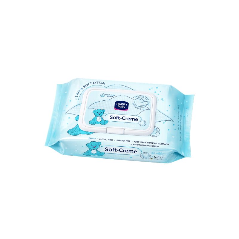 Cotton Soft Cream Happy Baby Wipes 0% Alcohol 70 Pcs