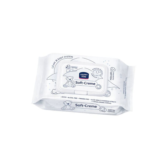 Cotton Soft Cream Happy Baby Wipes 0% Alcohol 70 Pcs