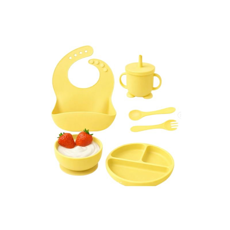 Baby Silicone Tableware Set 6Pcs-Yellow
