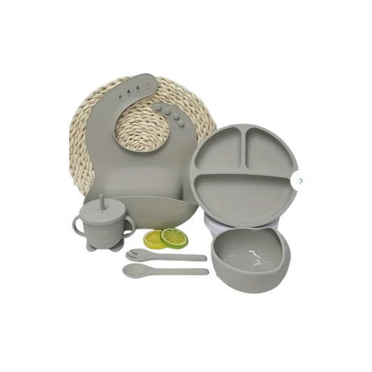 Baby Silicone Tableware Set 6Pcs-D Grey