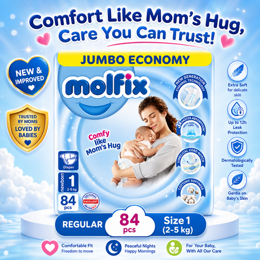 Molfix Diapers Size 1 (Newborn) 2-5 KG 84 Pcs