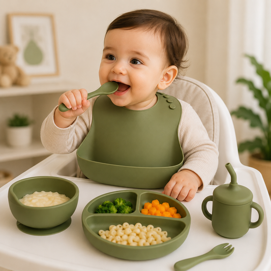 Baby Silicone Tableware Set 6Pcs-D Green