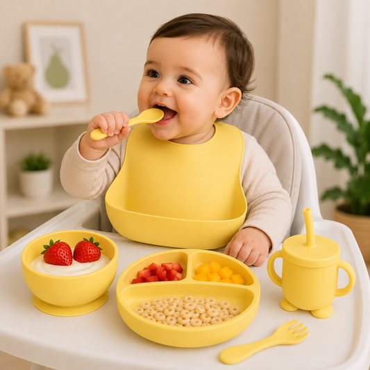 Baby Silicone Tableware Set 6Pcs-Yellow