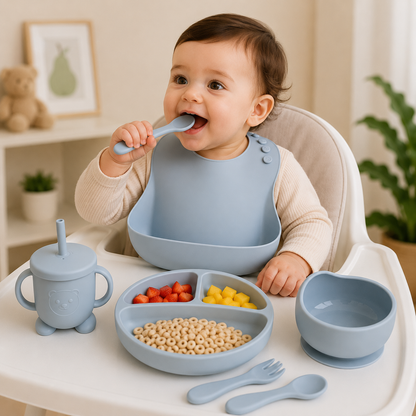 Baby Silicone Tableware Set 6Pcs-Grey