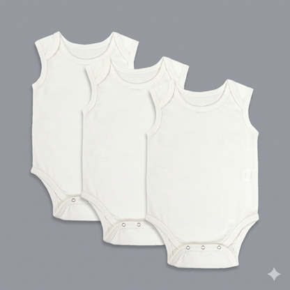 White Sleeveless Bodysuits/Onesies - Innerwear 18-24m PK3