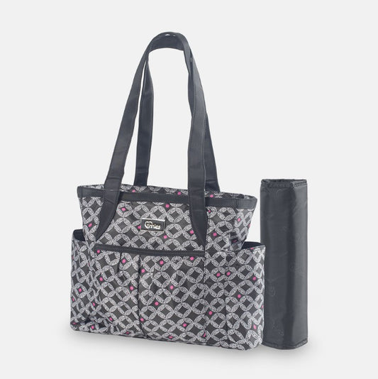 Tinnies Baby Diaper/Nappy Bag 2pc - Black Printed