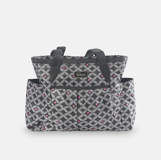 Tinnies Baby Diaper/Nappy Bag 2pc - Black Printed