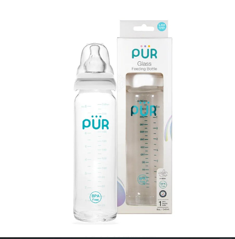 PUR Glass Feeding Bottle 8oz./240ml.