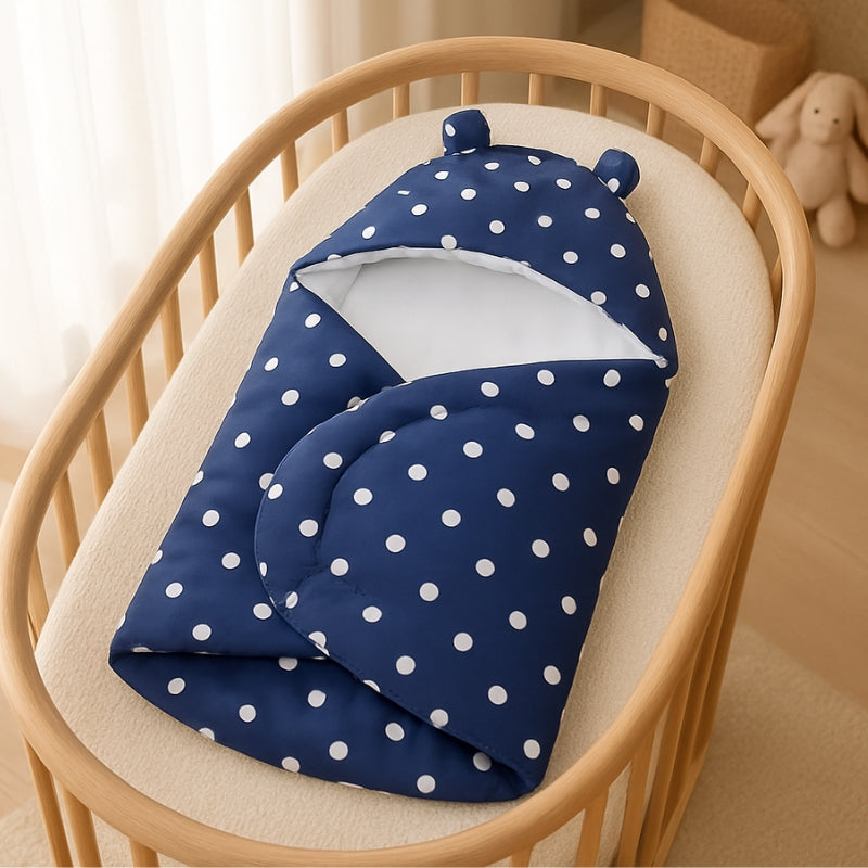 Blue Polka Hooded Carry Nest Cotton