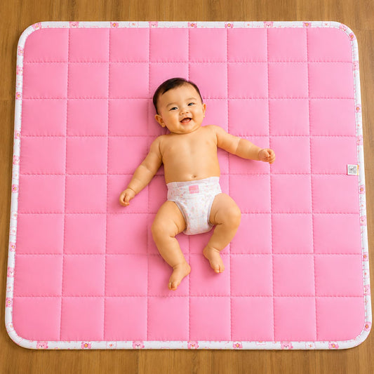 Quilted Baby Diaper Changing Sheet Both Side Cotton Pink