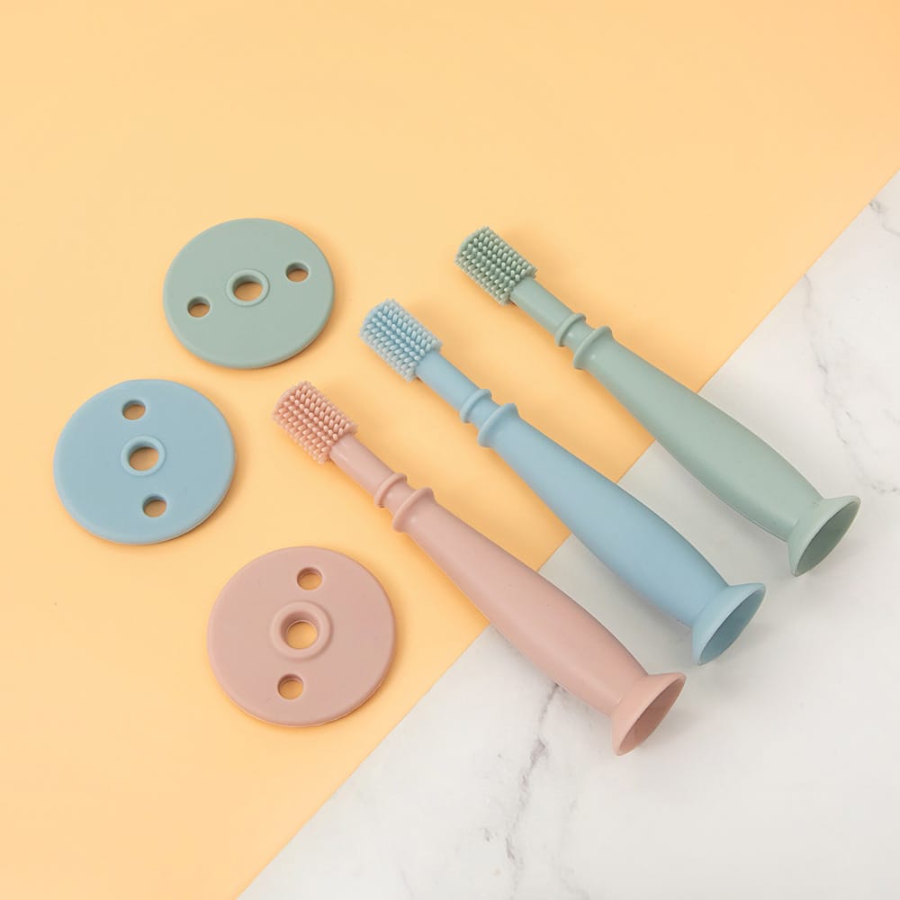Baby Silicone Training Toothbrush with Safety Shield | BPA-Free Infant Toothbrush