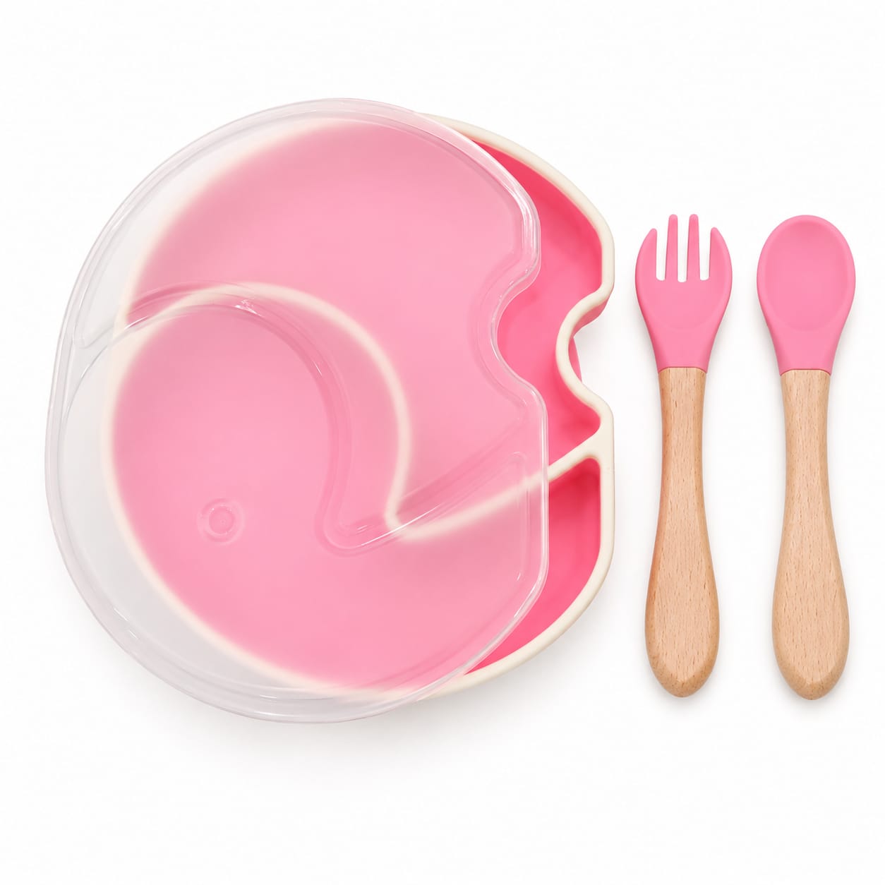 Baby Silicone Feeding Plate Set with Lid, Spoon & Fork | BPA-Free Toddler Dinnerware