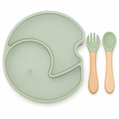 Baby Silicone Feeding Plate Set with Lid, Spoon & Fork | BPA-Free Toddler Dinnerware