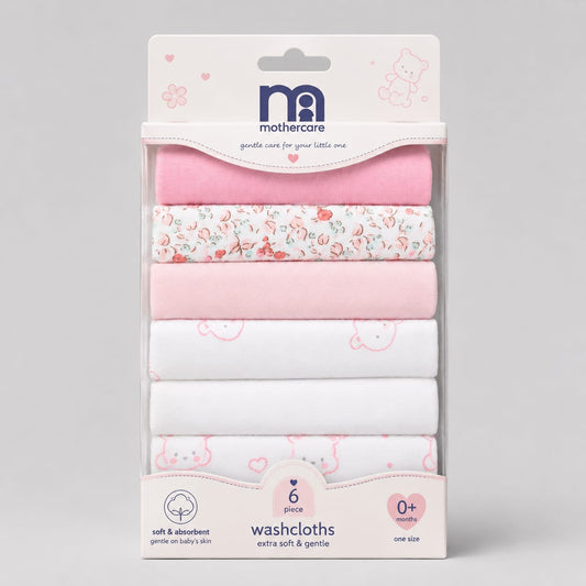 Mothercare Washcloths Pink Pk6