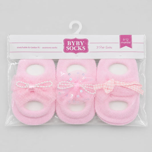 Girls Socks 0-12 months Pk3