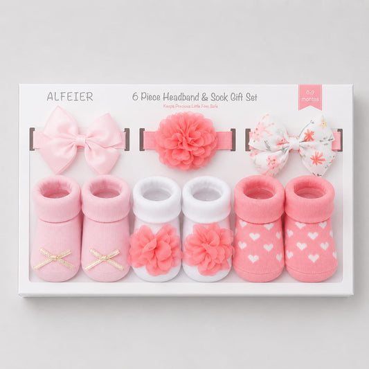 6 Pc Socks & Headbands 0-12 months