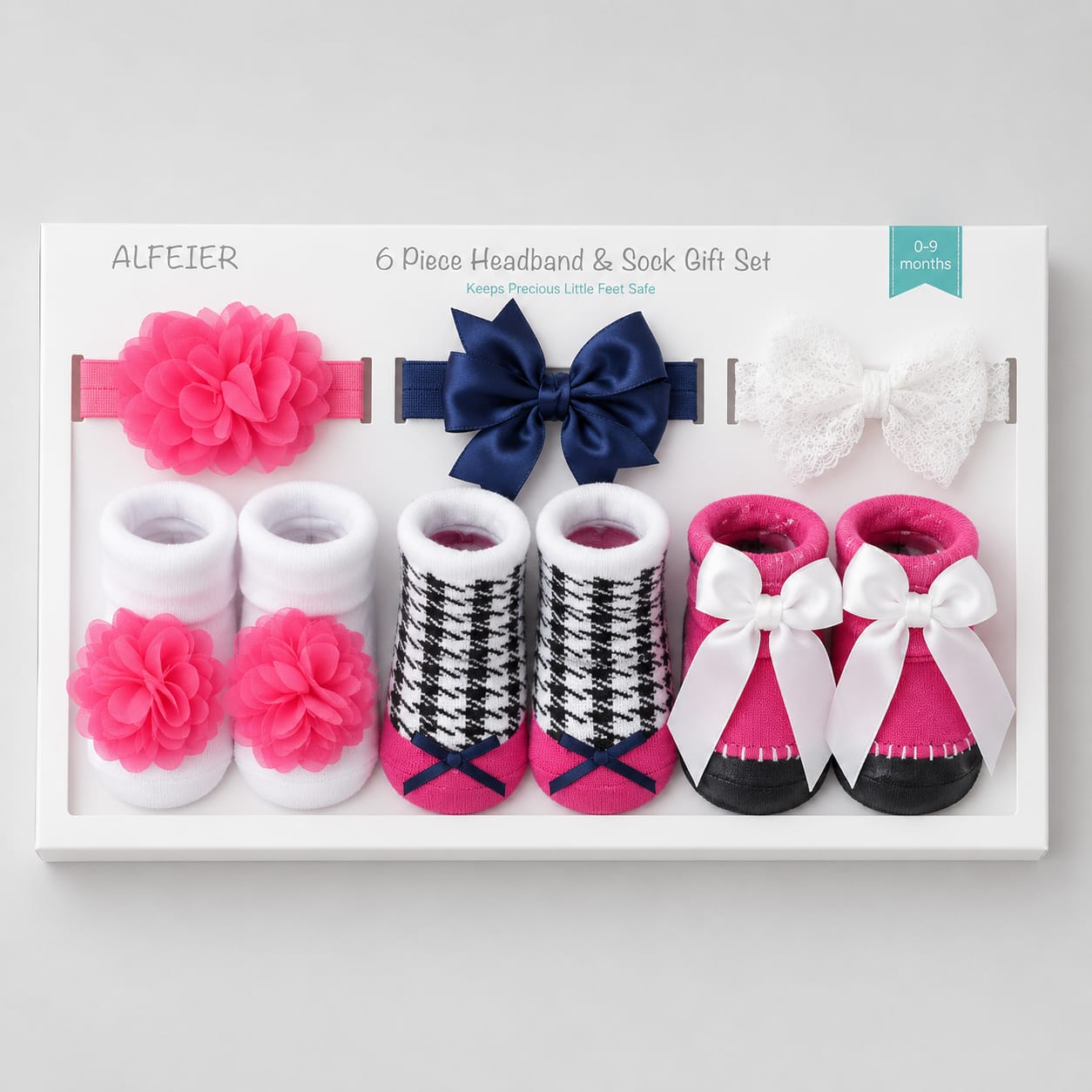 6 Pc Socks & Headbands 0-12 months