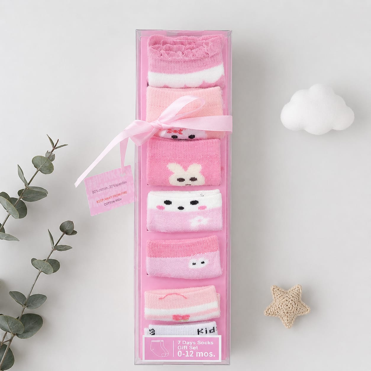Girls Socks 0-12 months Pk7