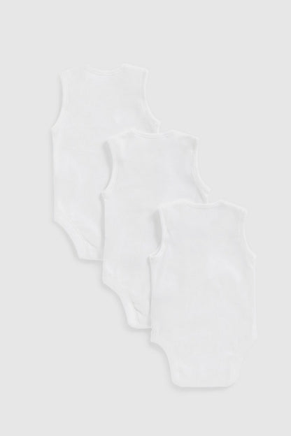 White Sleeveless Bodysuits/Onesies - Innerwear 0-3 PK3