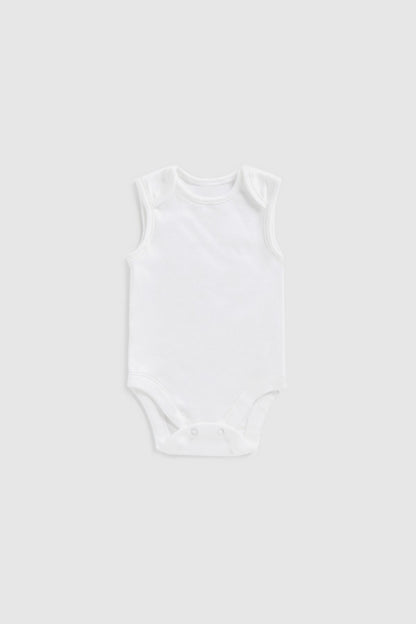 White Sleeveless Bodysuits/Onesies - Innerwear 0-3 PK3