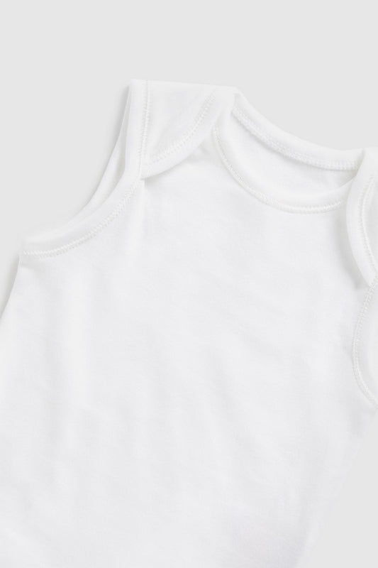 White Sleeveless Bodysuits/Onesies - Innerwear 0-3 PK3