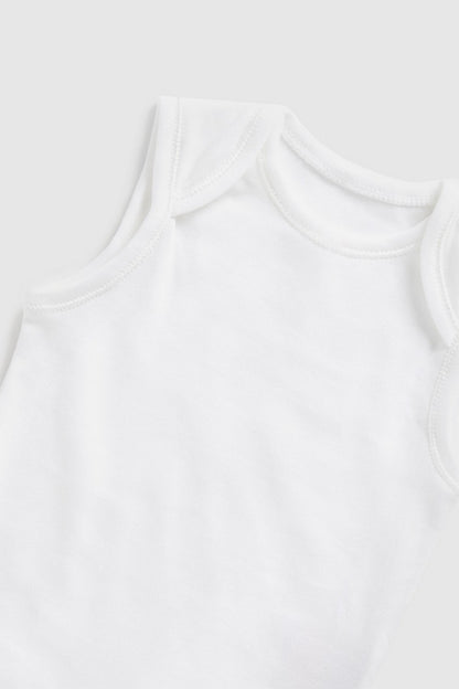 White Sleeveless Bodysuits/Onesies - Innerwear 0-3 PK3