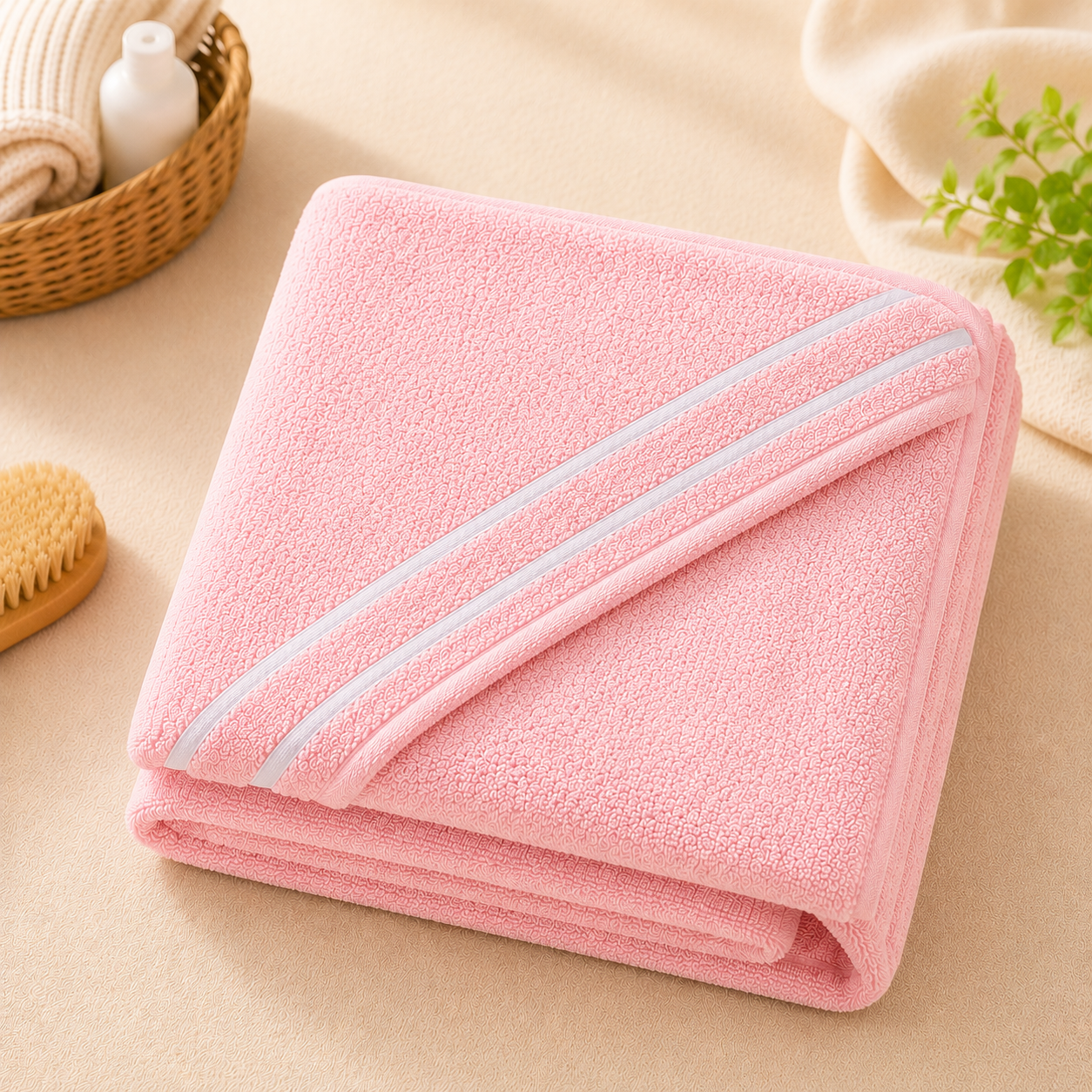 Baby Hooded Bath Towel Pink