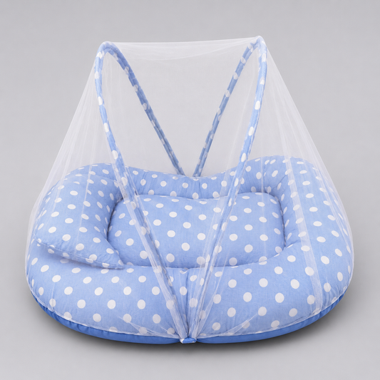 Foldable Mosquito Baby Bed Net Blue Polka