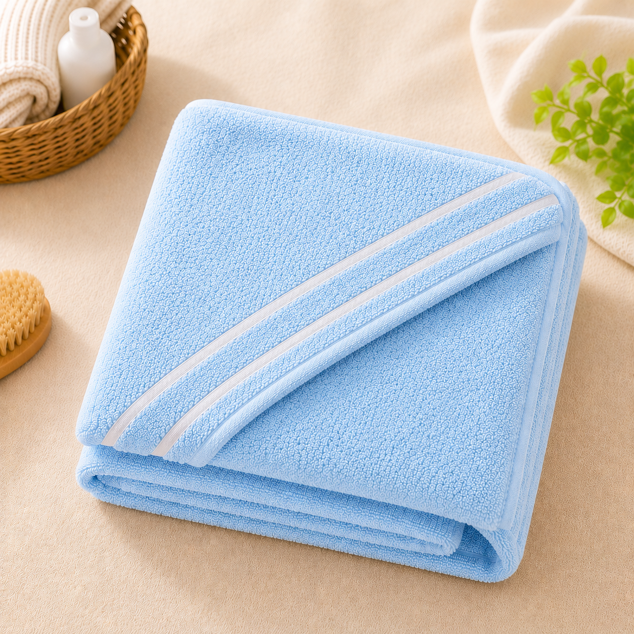 Baby Hooded Bath Towel L Blue