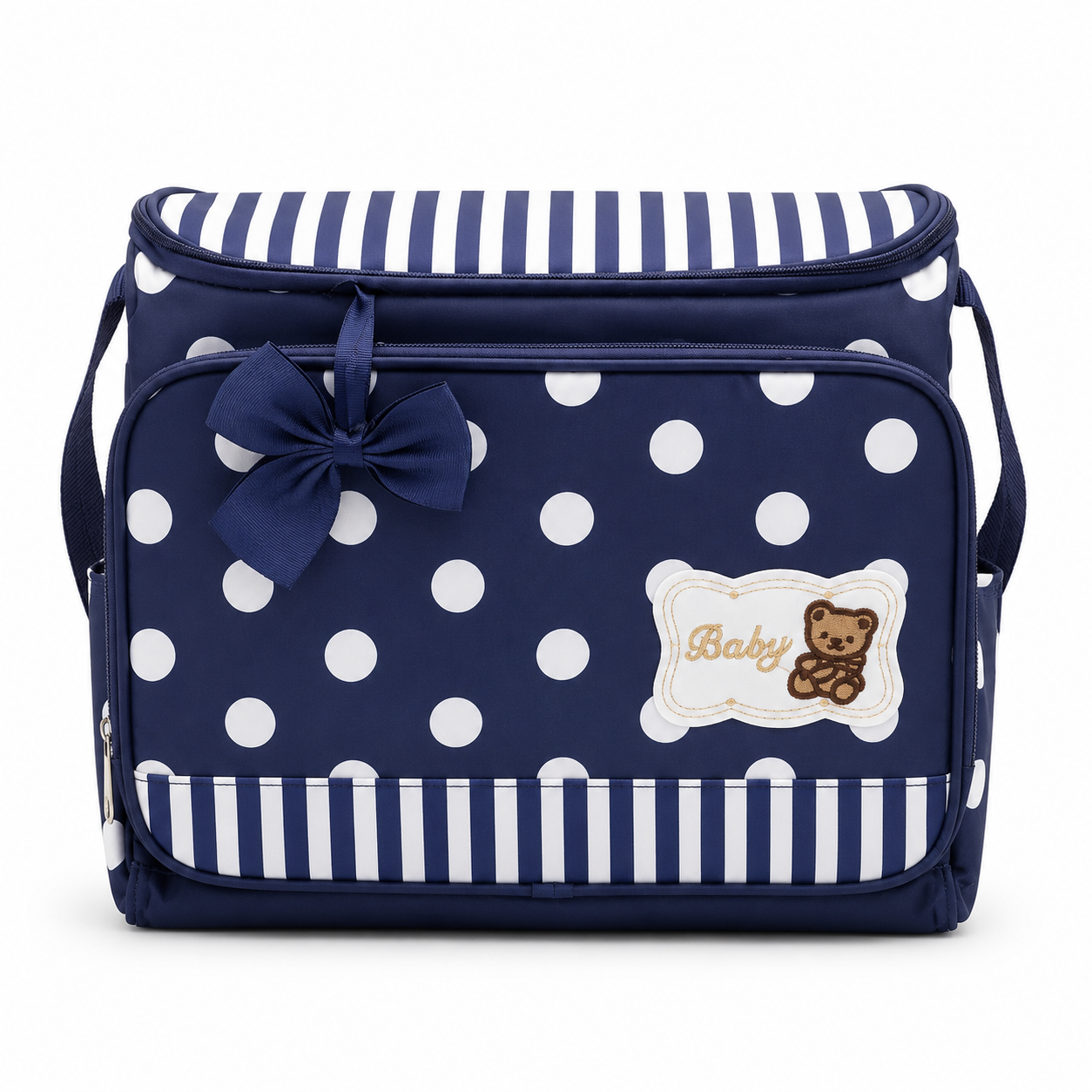 Mother & Baby Polka Diaper Bag Blue Large