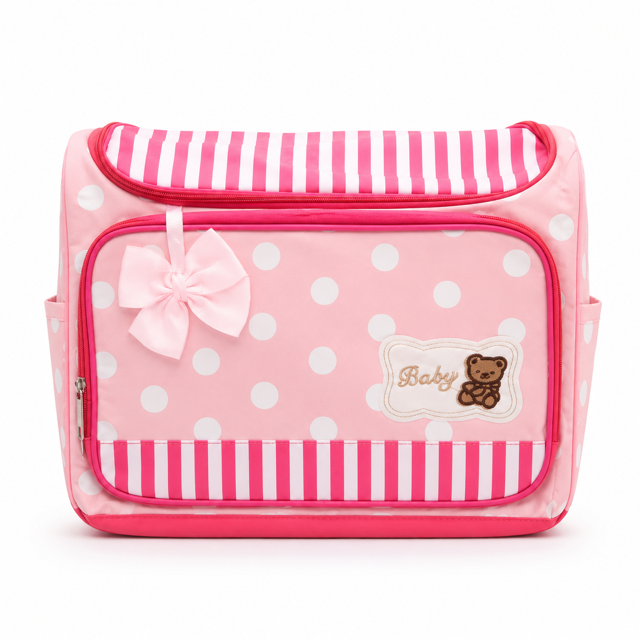 Mother & Baby Polka Diaper Bag Pink Large