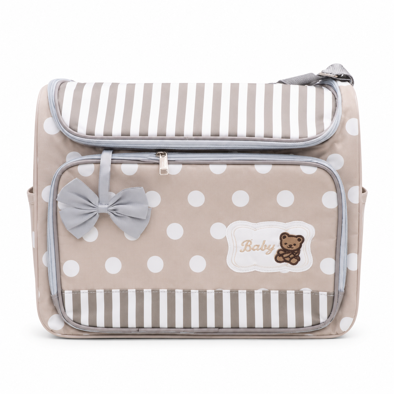 Mother & Baby Polka Diaper Bag Grey Large