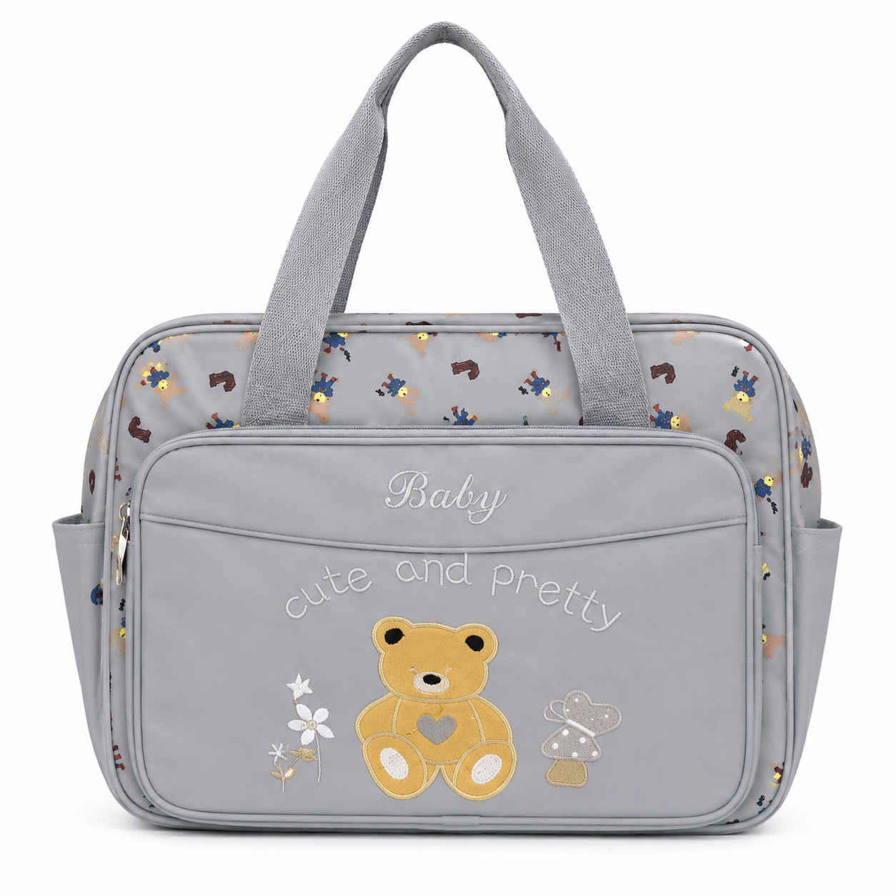 Mother & Baby Bear Diaper Bag Large Grey