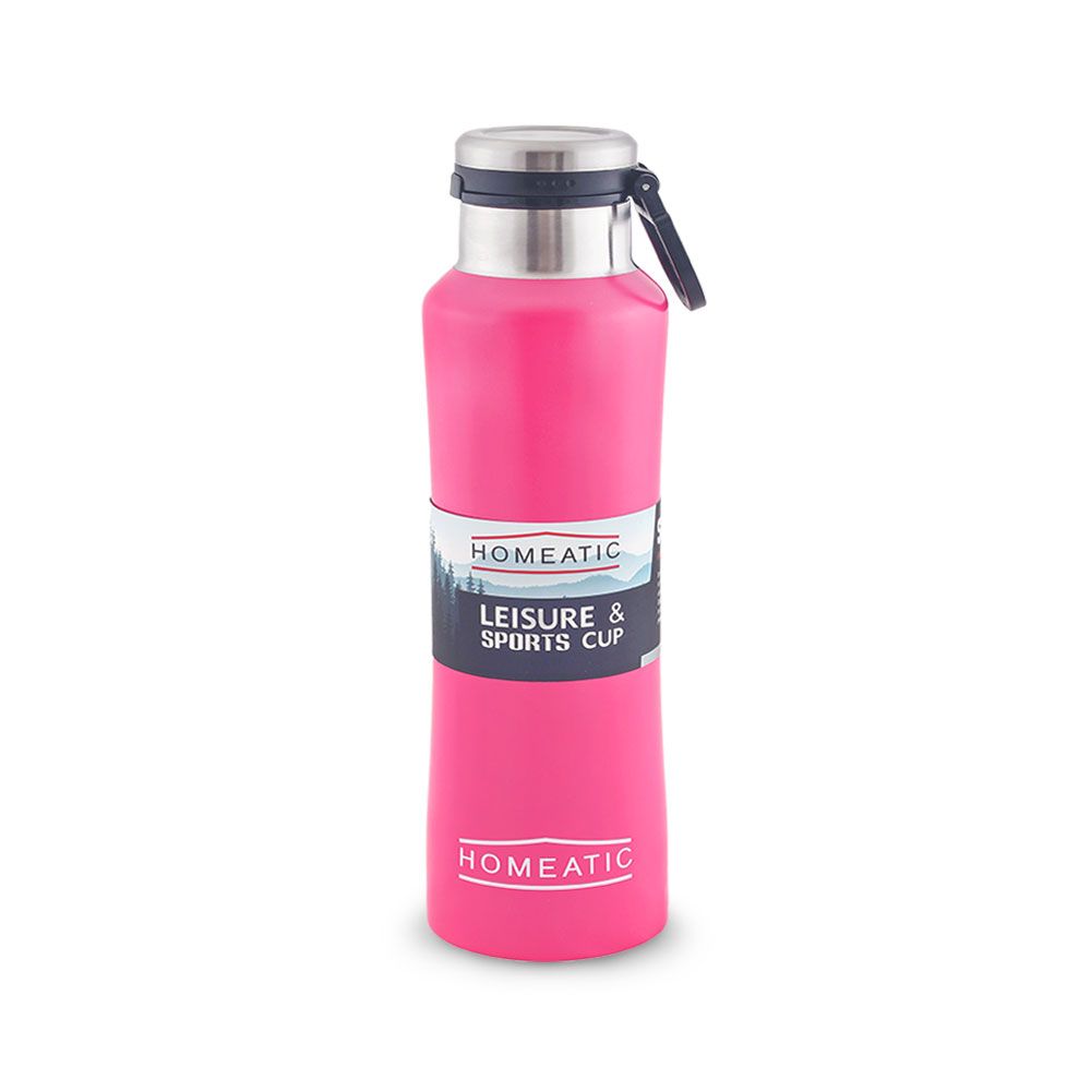 Homeatic Steel Water Bottle 550ML Pink